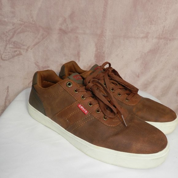 Mens Brown Leather Levi Shoes Size 12